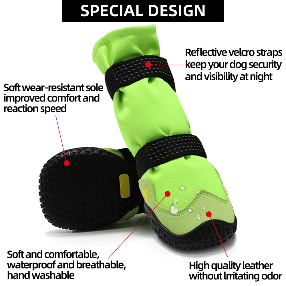 Dog Shoes For Hot Pavement Anti-Slip Dog Boots & Paw Protectors For Winter Snowy Day Summer Dog Snow Boots Waterproof Dog Shoes